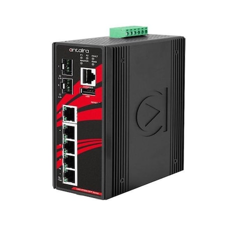 Antaira 7-Port Industrial Gigabit Light Layer 3 Managed Ethernet Switch LMX-0702G-SFP-T-V2